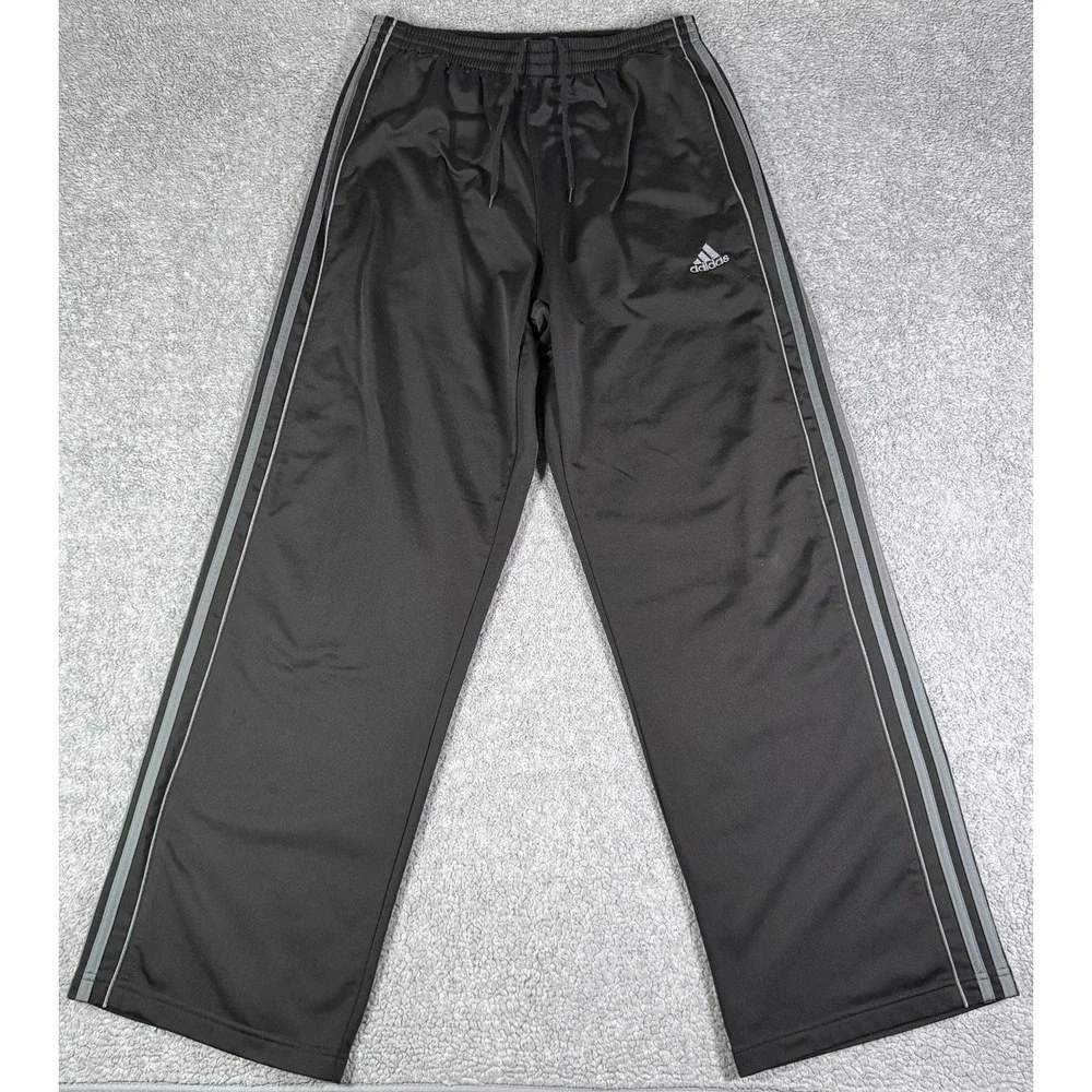 Adidas Y2K Tracksuit Set Black Gray Mens 2 Piece Large Jacket Medium Baggy Pants